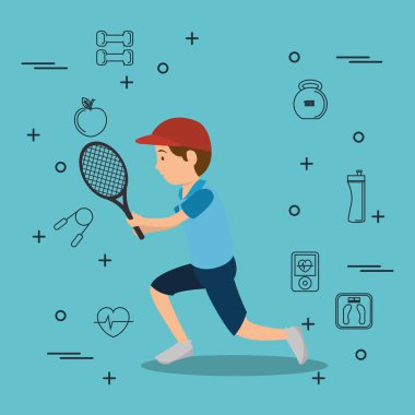 Spor simgeleri Tenis oynarken adam