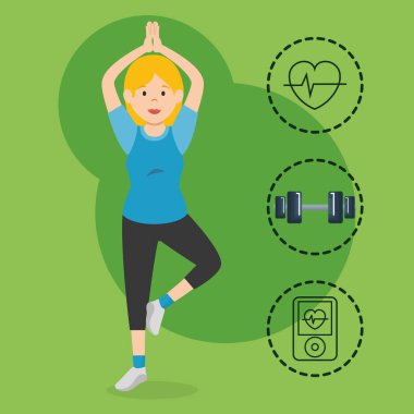 kadın Exercice spor simgeleri ile pratik