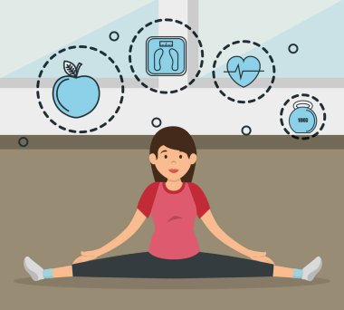kadın Exercice spor simgeleri ile pratik