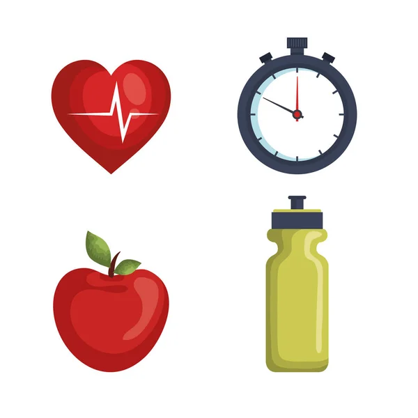 Iconos de estilo de vida saludable — Vector de stock