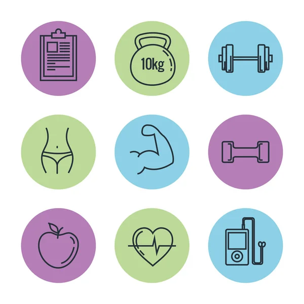 Healthy lifestyle set icons — Stock Vector