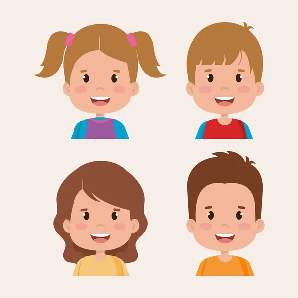 Grupo de niños pequeños personajes — Vector de stock