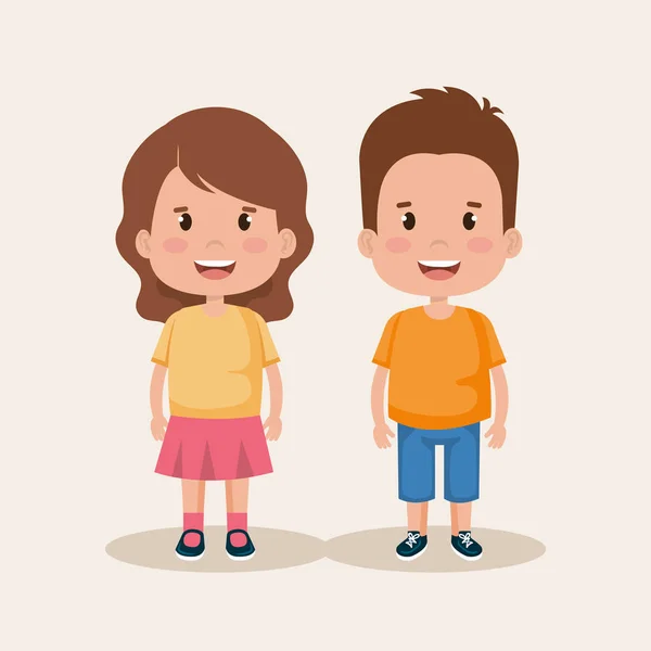 Couple of little kids characters — Stock Vector