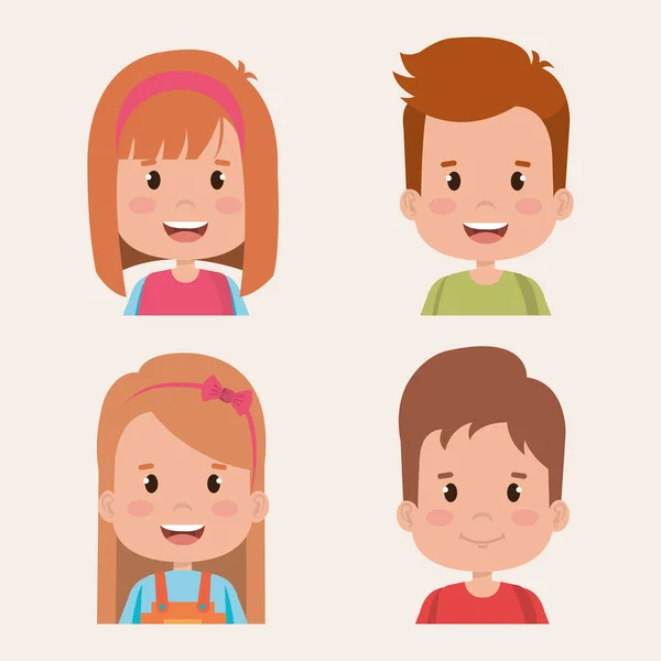 Group of kids little characters — Stock Vector