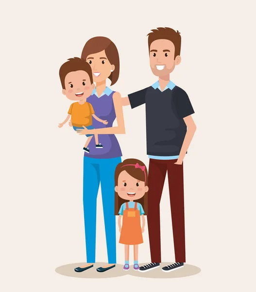 可爱的家庭快乐的字符 — 图库矢量图片