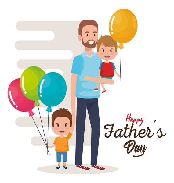 Счастливые отцы день символов с воздушными шарами — стоковый вектор
