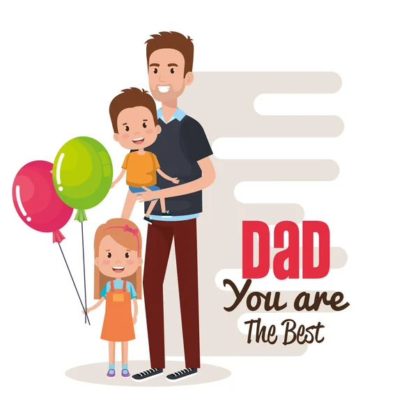 Glad fäder dag tecken med ballonger luft — Stock vektor