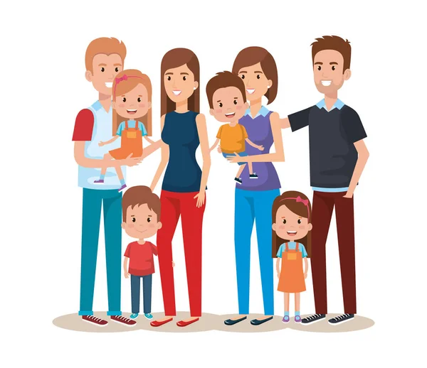 Lindo familia feliz caracteres — Vector de stock