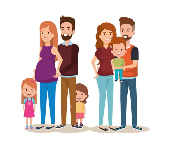 Sevimli aile mutlu karakterler — Stok Vektör