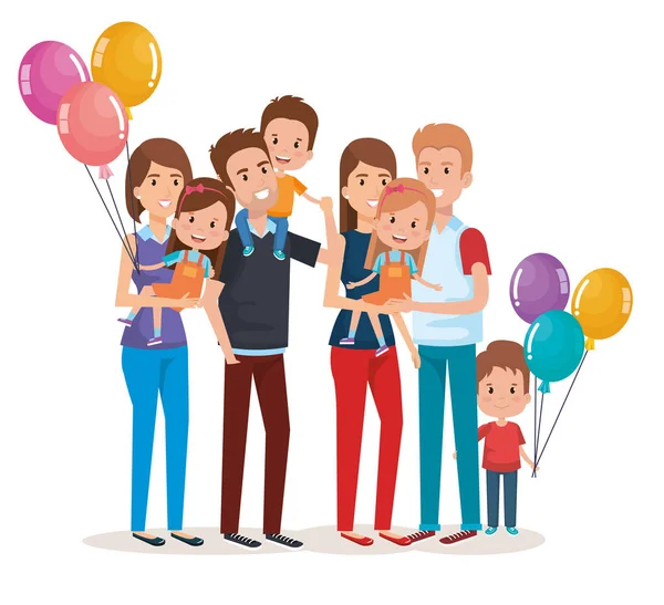 Lindo familia feliz caracteres — Vector de stock