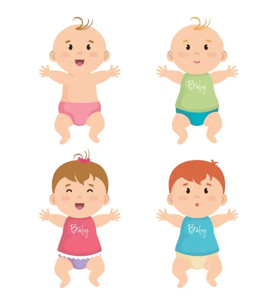 Grupo de bebés pequeñitos — Vector de stock