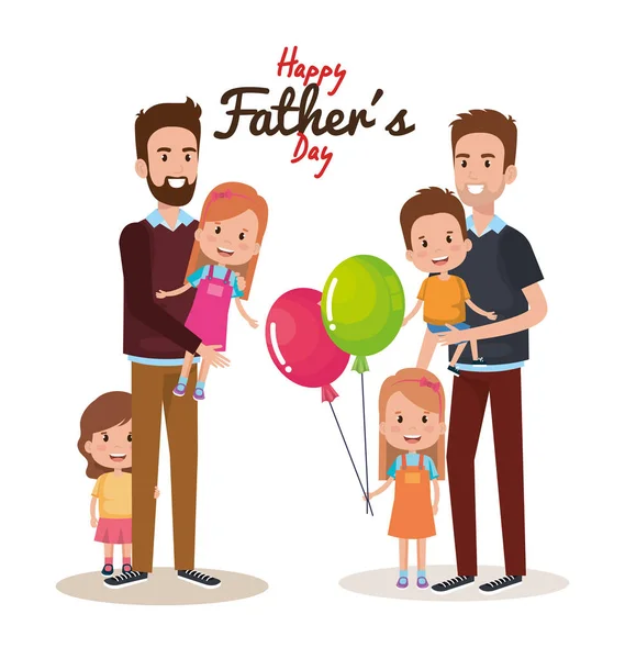 Boldog Apák napja karakterek — Stock Vector