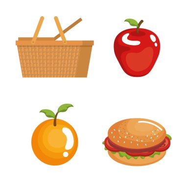 Piknik günü Icons set