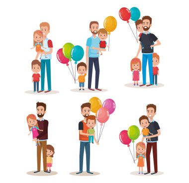 küme sevimli aile mutlu karakterler