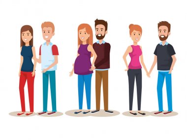 kadın pregnacy insanlar avatarlar karakter grubu ile