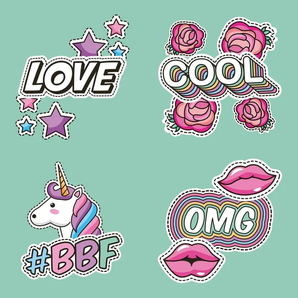 Patches fashion image — Stock Vector