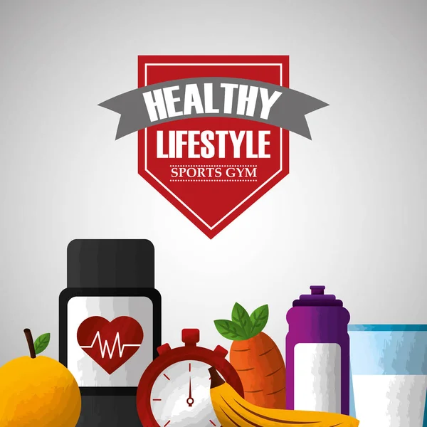 Sağlıklı yaşam spor spor salonu gıda — Stok Vektör