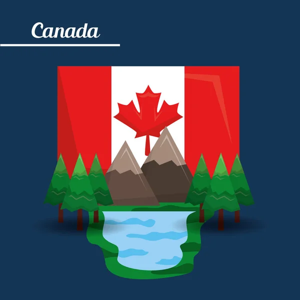 Kanada bayrağı harita anıt — Stok Vektör
