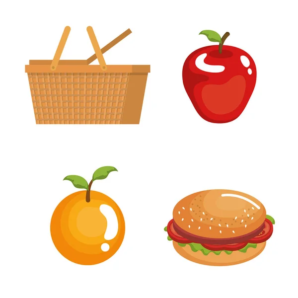 Picknick dag ingesteld pictogrammen — Stockvector