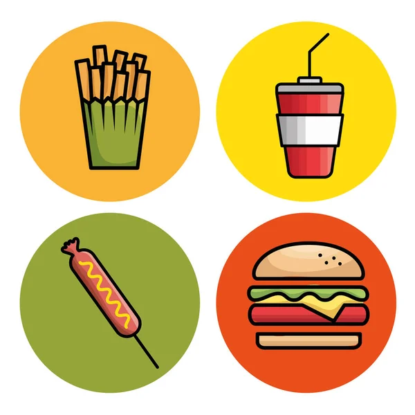 Fastfood set pictogrammen — Stockvector