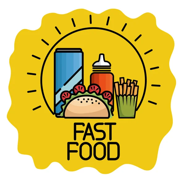 Fast food set icons — Stock Vector