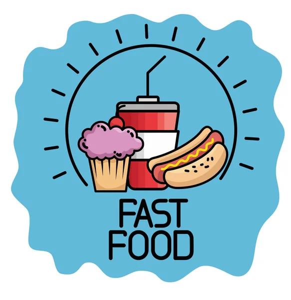 Fast food set icons — Stock Vector