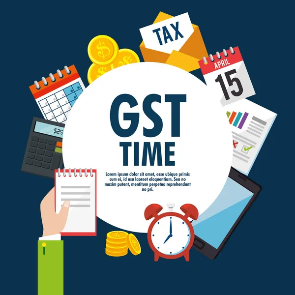 GST χρόνος οριστεί στοιχεία εικονίδια — Διανυσματικό Αρχείο