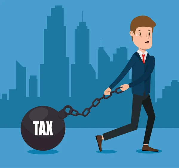 Businessman with tax set icons — Stock Vector