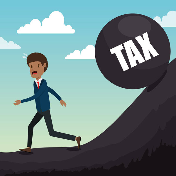 businessman with tax set icons