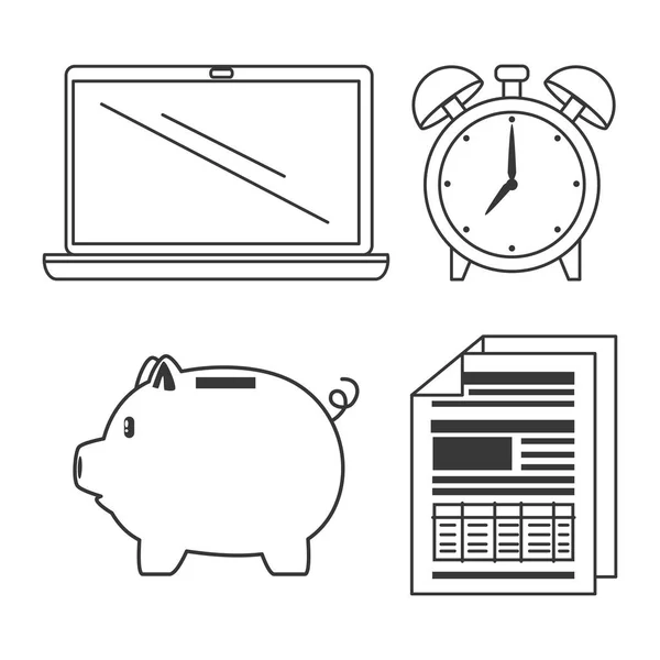 Ícones de configuração de tempo de declaração fiscal — Vetor de Stock
