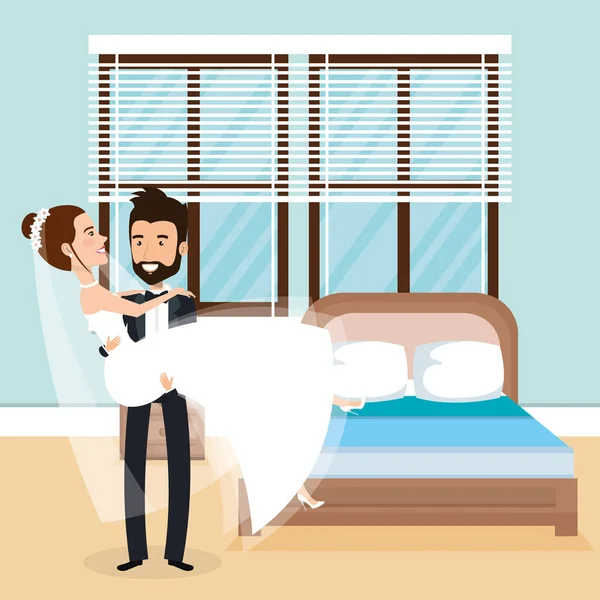 Couple marié dans la chambre — Image vectorielle