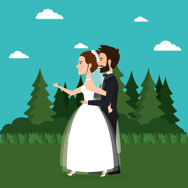 Po prostu małżeństwo w polu — Wektor stockowy