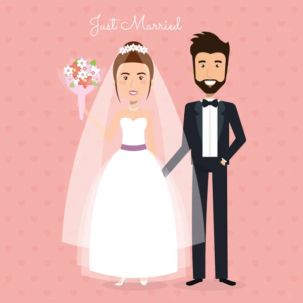 Sadece evli çift romantik resmi — Stok Vektör