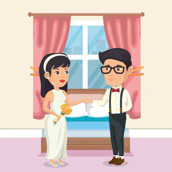 Jen manželský pár v ložnici — Stockový vektor