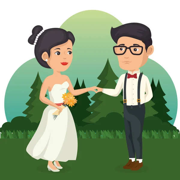 Couple marié dans le domaine — Image vectorielle