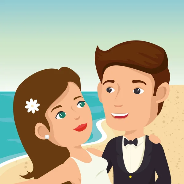 Pareja casada en la playa — Archivo Imágenes Vectoriales
