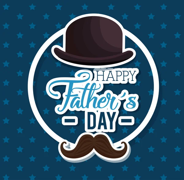 Happy fathers day card with calligraphy and accessory — Stock Vector