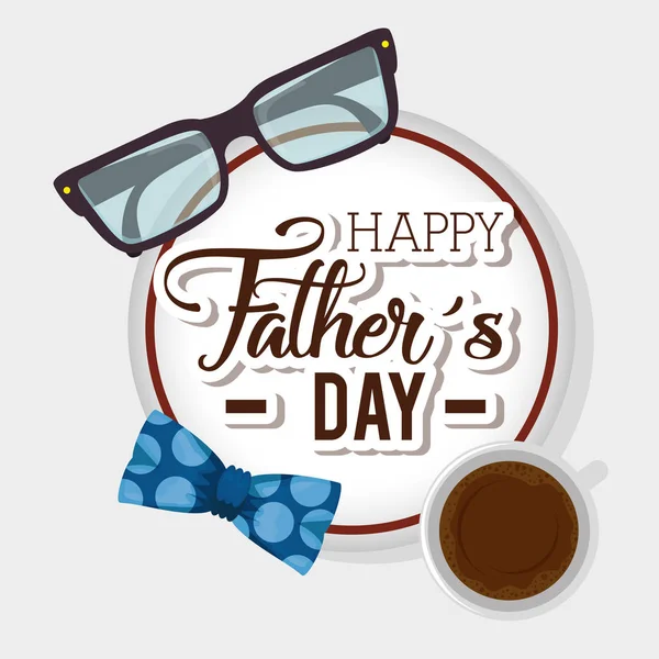 Happy fathers day card with calligraphy and accessory — Stock Vector