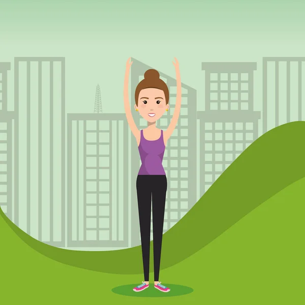 Femme faisant de l'exercice sur le terrain — Image vectorielle