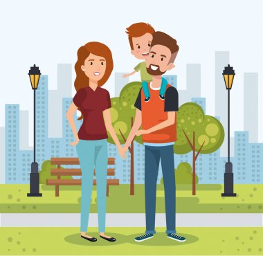 sevimli aile park karakterleri mutlu