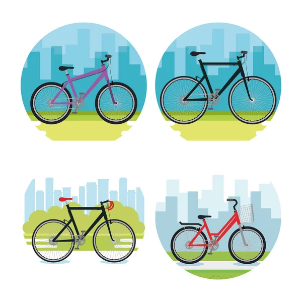 Készlet ikonok-stílusú kerékpár — Stock Vector