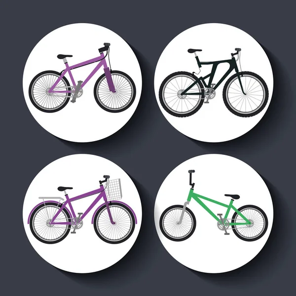 Iconos conjunto de estilo de bicicleta — Vector de stock