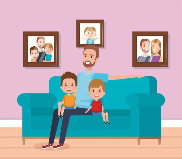 Best father in the living room characters — Stock Vector
