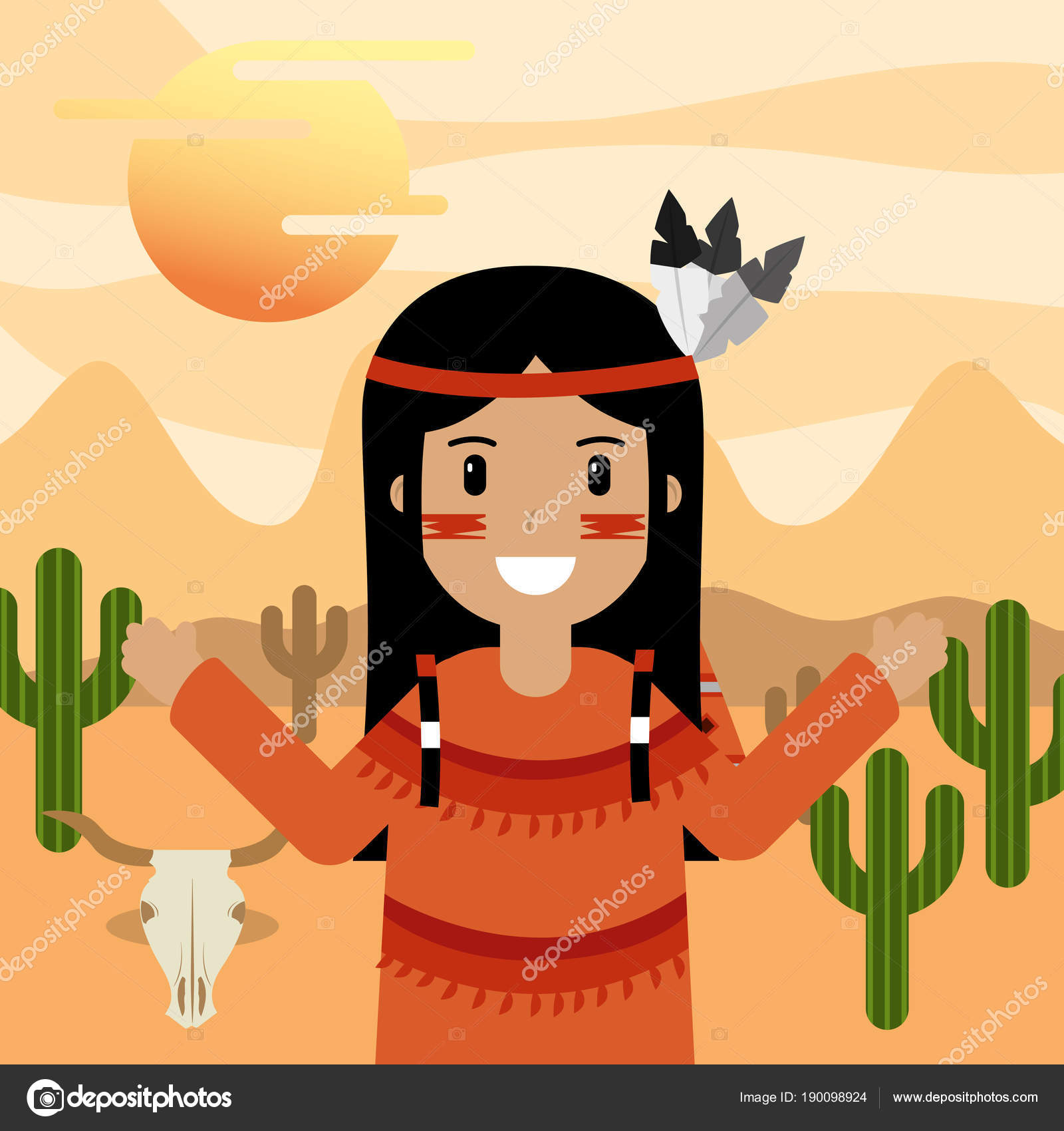 Dibujos animados de nativos americanos — Archivo Imágenes Vectoriales