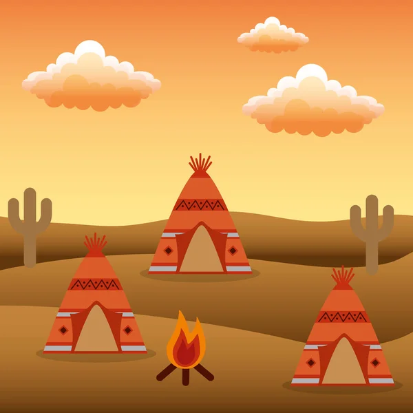 Nativi americani cartone animato — Vettoriale Stock