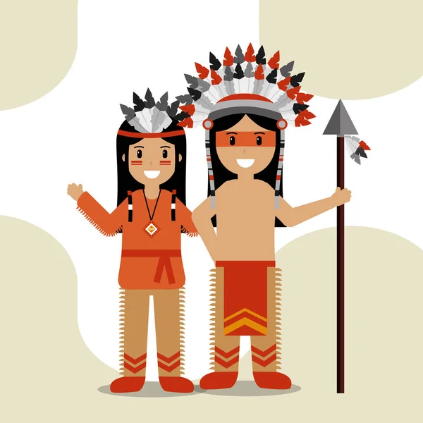 Původní obyvatelé kreslený — Stockový vektor