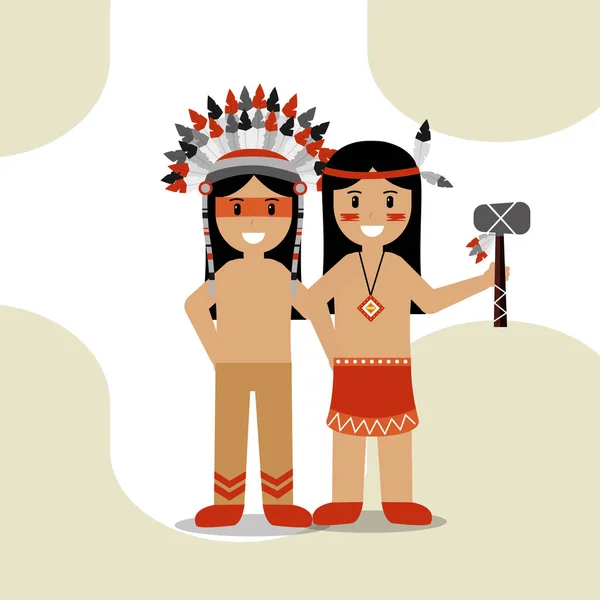 Native american people cartoon — Stock Vector