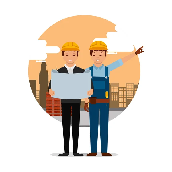 Construction people workers — Stock Vector