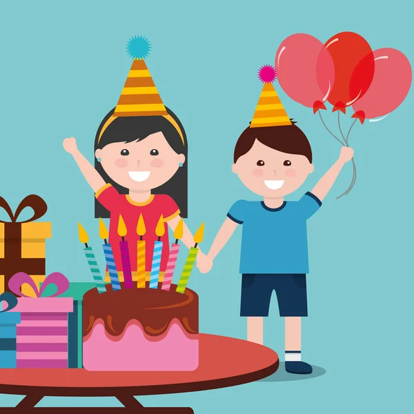 Niños feliz cumpleaños — Archivo Imágenes Vectoriales