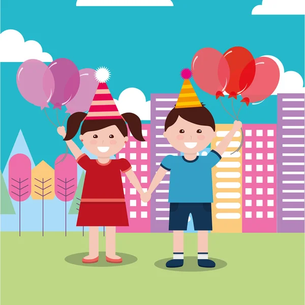 Niños feliz cumpleaños — Vector de stock